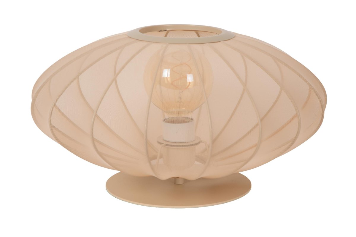 Corina 22cm Krem bordlampe Fra Lucide - Med en diameter på At 40 centimeter er denne lampen en vinner, uansett om den brukes til å lyse opp et koselig hjørne i stua, fremheve skjenken din eller fungere som nattbordsfølge på soverommet.