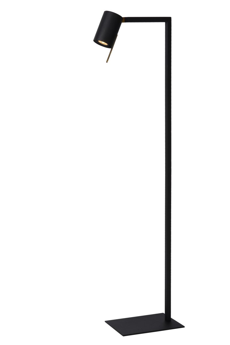 Lesley Svart gulvlampe Fra Lucide - Den slanke metalldesignen gir den et stilig utseende som passer perfekt i enhver moderne stue.