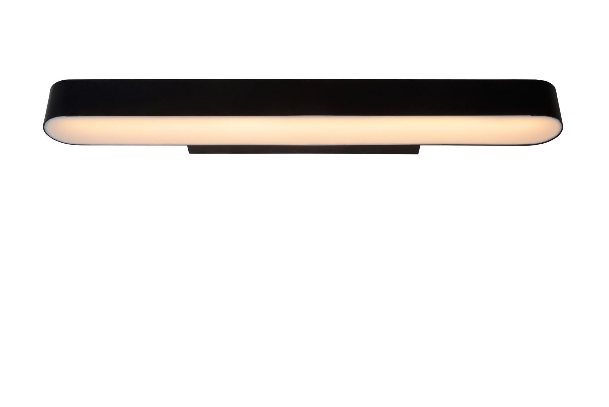 Madelon 60cm Svart baderomslampe Fra Lucide - Lysp&aelig;ren er integrert og avgir et varmt hvitt lys, den perfekte fargetemperaturen for &aring; plasseres over baderomsspeilet.