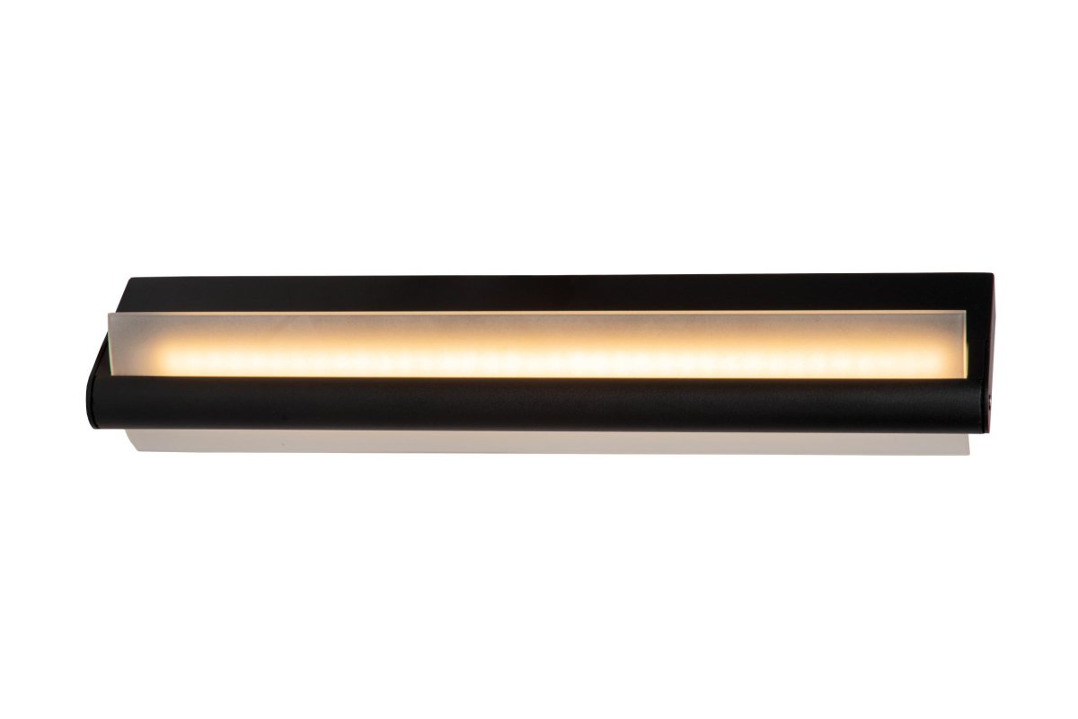 Wanda 45cm Gjennomsiktig baderomslampe Fra Lucide - Laget av matt akryl med moderne rektangulær design, er Wanda perfekt for bruk i fuktige rom og sender ut et varmt hvitt lys.