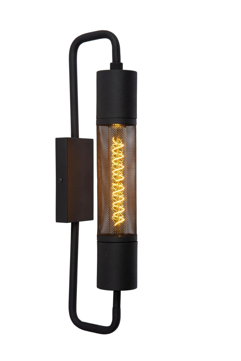 Calixt 50cm Svart vegglampe Fra Lucide - Ved å koble den til en veggdimmer får du den perfekte stemningsbelysningen når som helst.