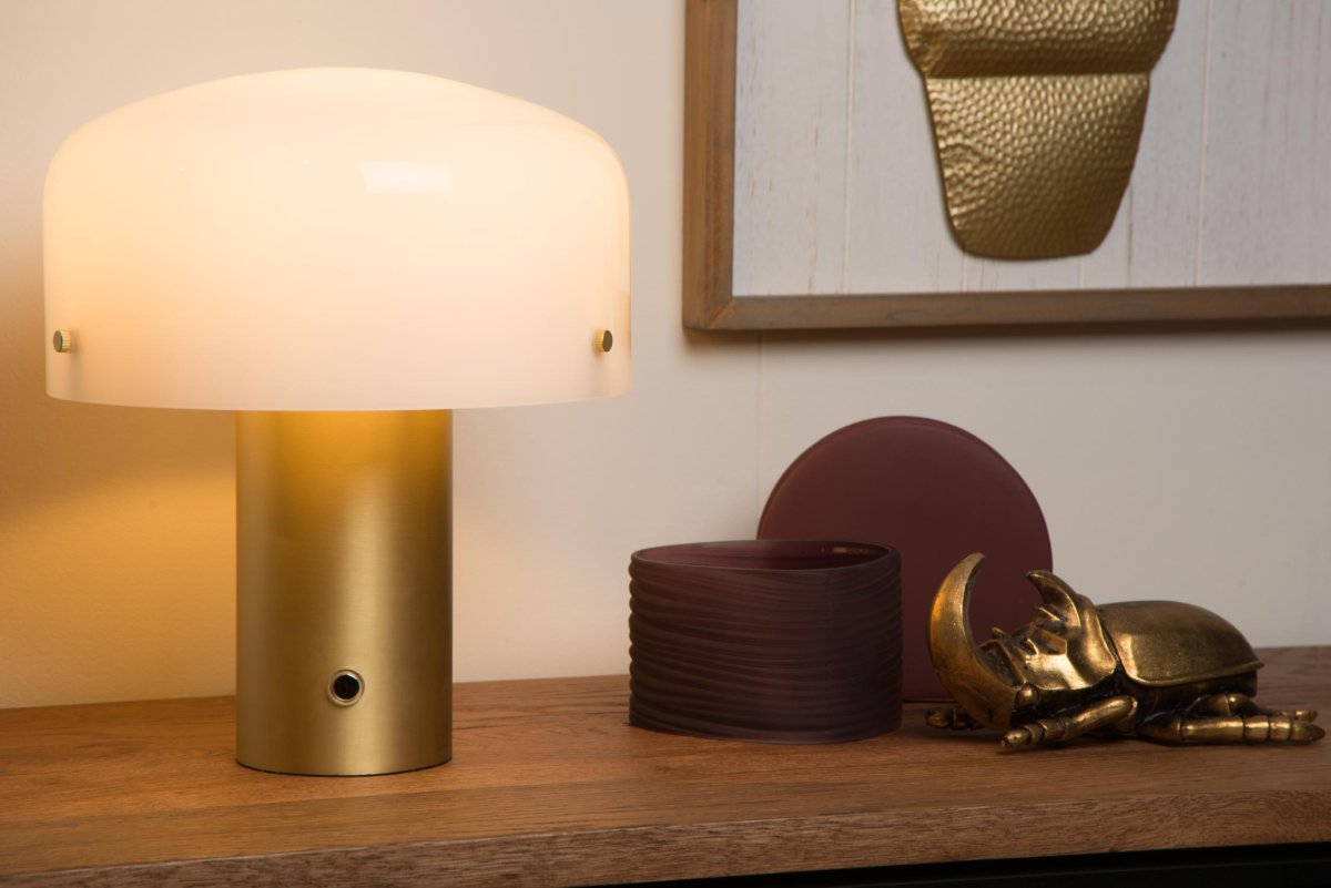 Timon 35cm Matt gull/messing bordlampe Fra Lucide - Du kan treffe&aring; p&aring; og av Timon med samme knapp.