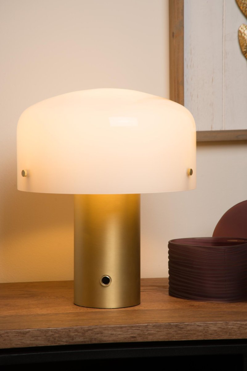 Timon 35cm Matt gull/messing bordlampe Fra Lucide - Du kan treffe&aring; p&aring; og av Timon med samme knapp.