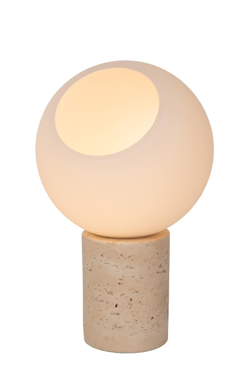 Davin 25cm Opal bordlampe Fra Lucide - Med den praktiske strømbryteren på; kabel, kan du enkelt slå lampen av og på fra setet eller sengen.