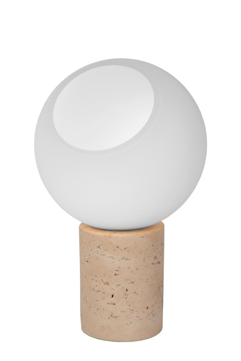 Davin 25cm Opal bordlampe Fra Lucide - Med den praktiske strømbryteren på; kabel, kan du enkelt slå lampen av og på fra setet eller sengen.