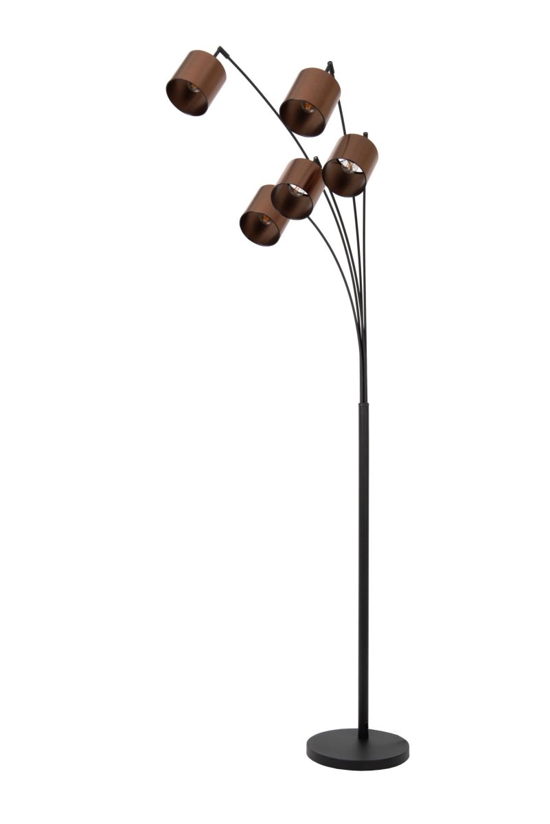 Rankos 5 Svart gulvlampe Fra Lucide - Hvorfor n&oslash;ye seg med en gulvlampe med kun &eacute;n lyskilde n&aring;r du kan f&aring; flere lampeskjermer?