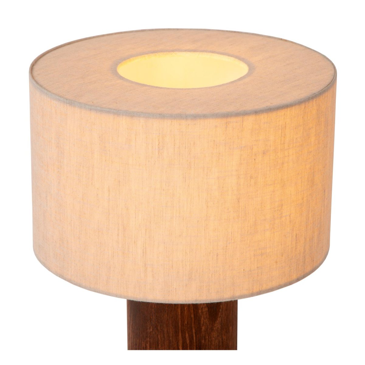 Tachina 30cm Natur bordlampe Fra Lucide - Denne stilige bordlampen har en sylindrisk trebunn toppet av en raffinert linskjerm.
