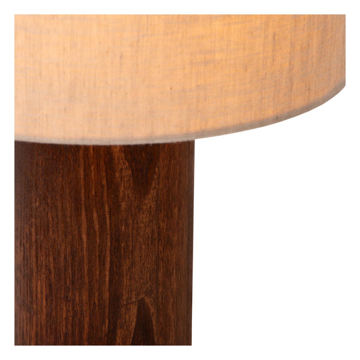 Tachina 30cm Natur bordlampe Fra Lucide - Denne stilige bordlampen har en sylindrisk trebunn toppet av en raffinert linskjerm.
