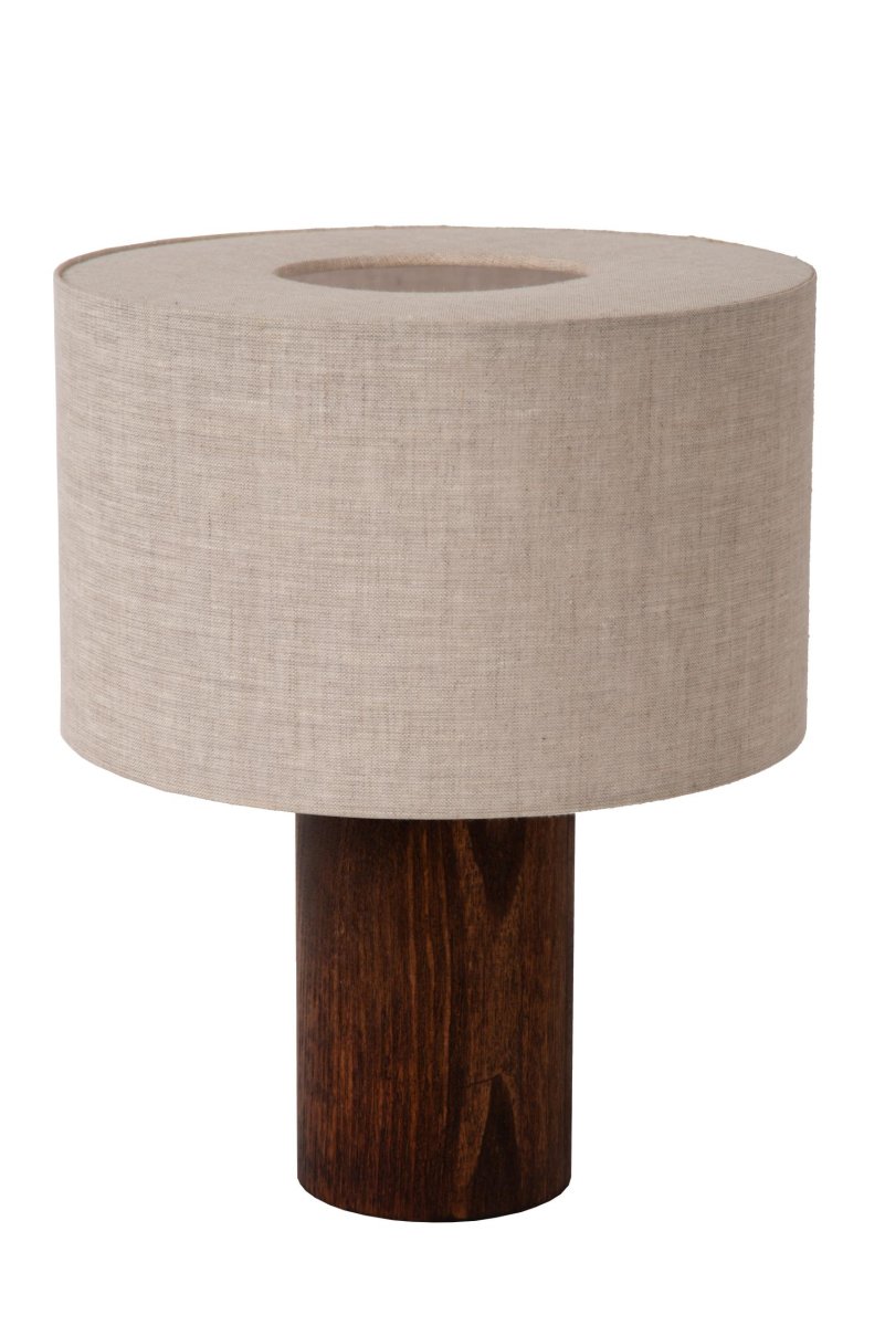 Tachina 30cm Natur bordlampe Fra Lucide - Denne stilige bordlampen har en sylindrisk trebunn toppet av en raffinert linskjerm.