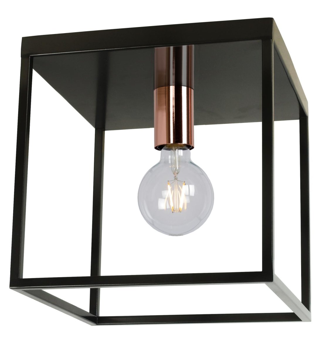 Arthur 25cm Svart plafond Fra Lucide - Arthur passer perfekt inn i en moderne stue, soverom eller kjøkken og bringer med seg en følelse av luksus, takket være den skinnende kobberbasen.
