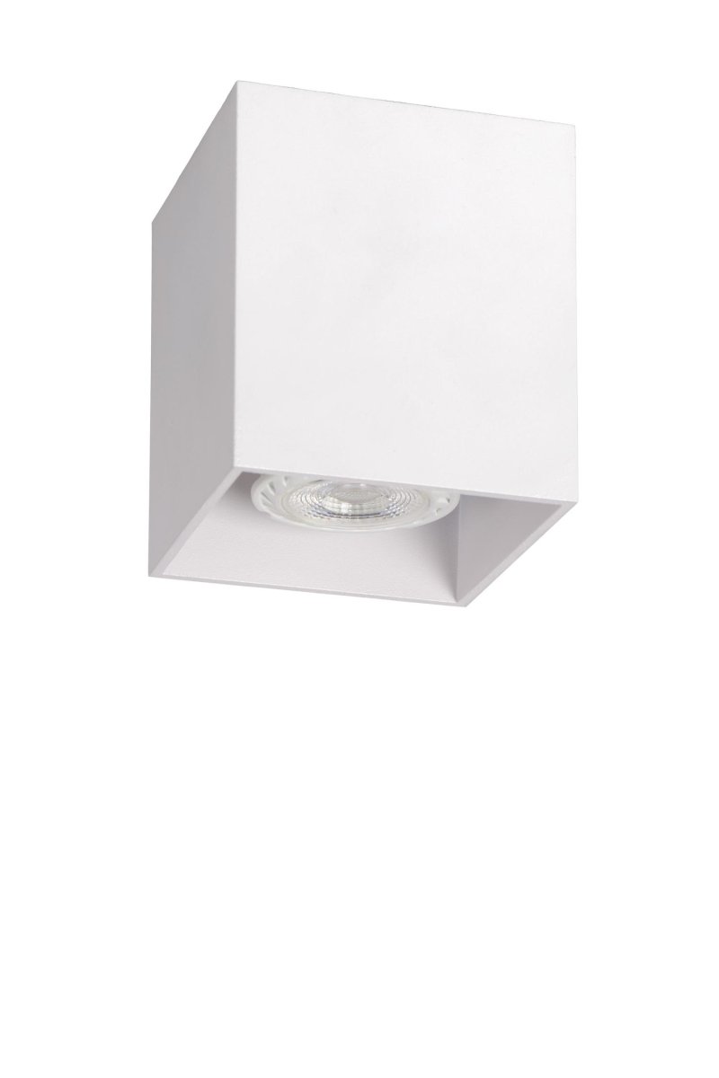 Bodi Hvit spotlight Fra Lucide - Med en st&oslash;rrelse p&aring; 8,25 x 8,25 cm, den er lett &aring; plassere over en sentral boks.