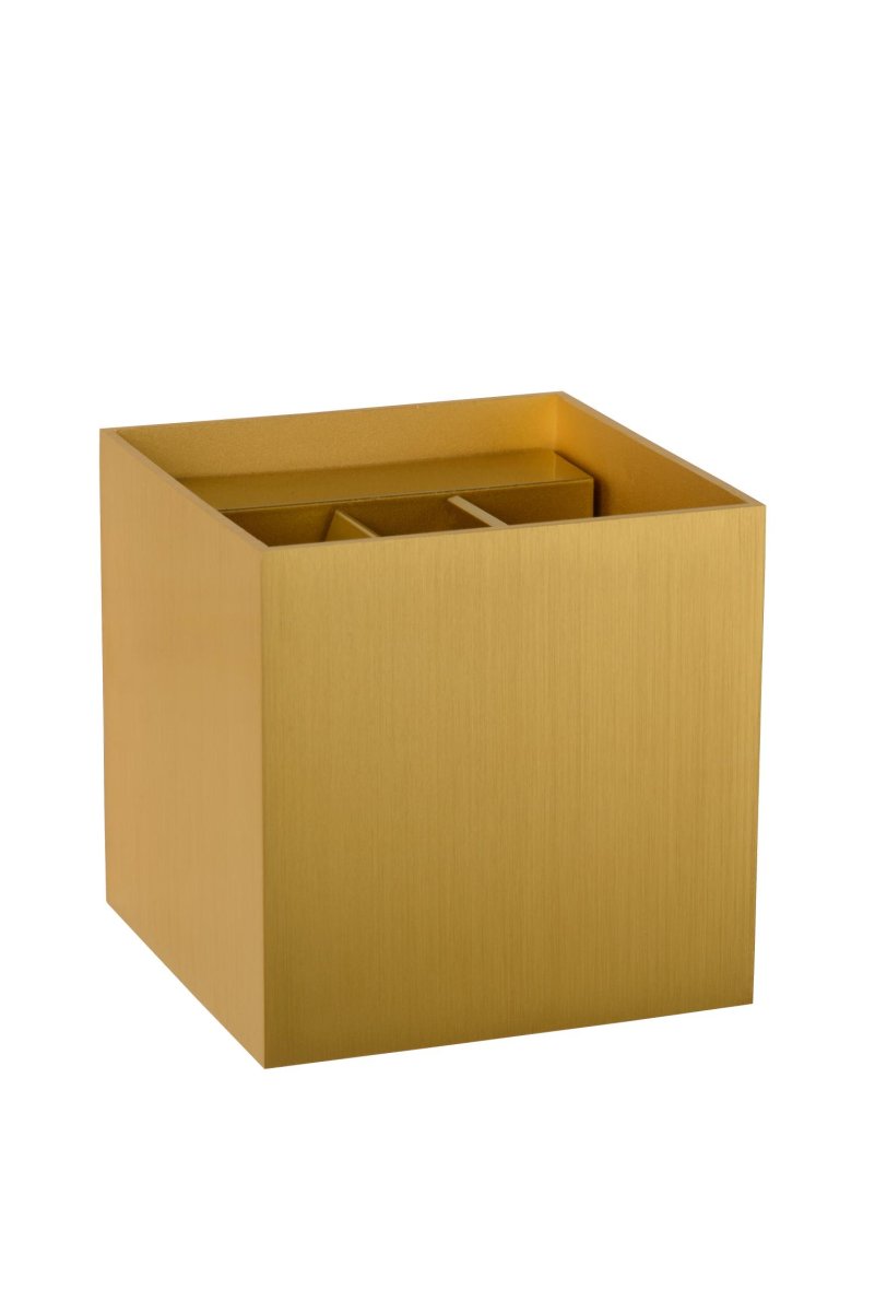 Xio 10cm Matt gull/messing vegglampe Fra Lucide - Du kan velge at strålen skal skinne jevnt opp/ned, bare opp eller kun ned, eller ha en smalere stråle opp/ned og på den andre siden en bredere stråle.