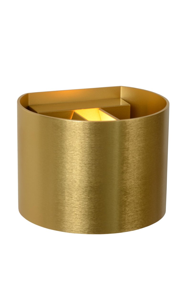 Xio 13cm Matt gull/messing vegglampe Fra Lucide - En stilig boks full av lys til veggen din.