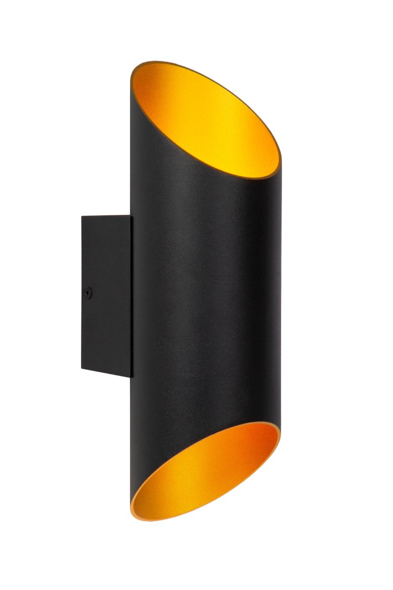 Quirijn 30cm Svart vegglampe Fra Lucide - Denne enkle, men elegante vegglampen fordyper ethvert rom i en varm glød takket være dens sylindriske form som er skråstilt i bunnen.
