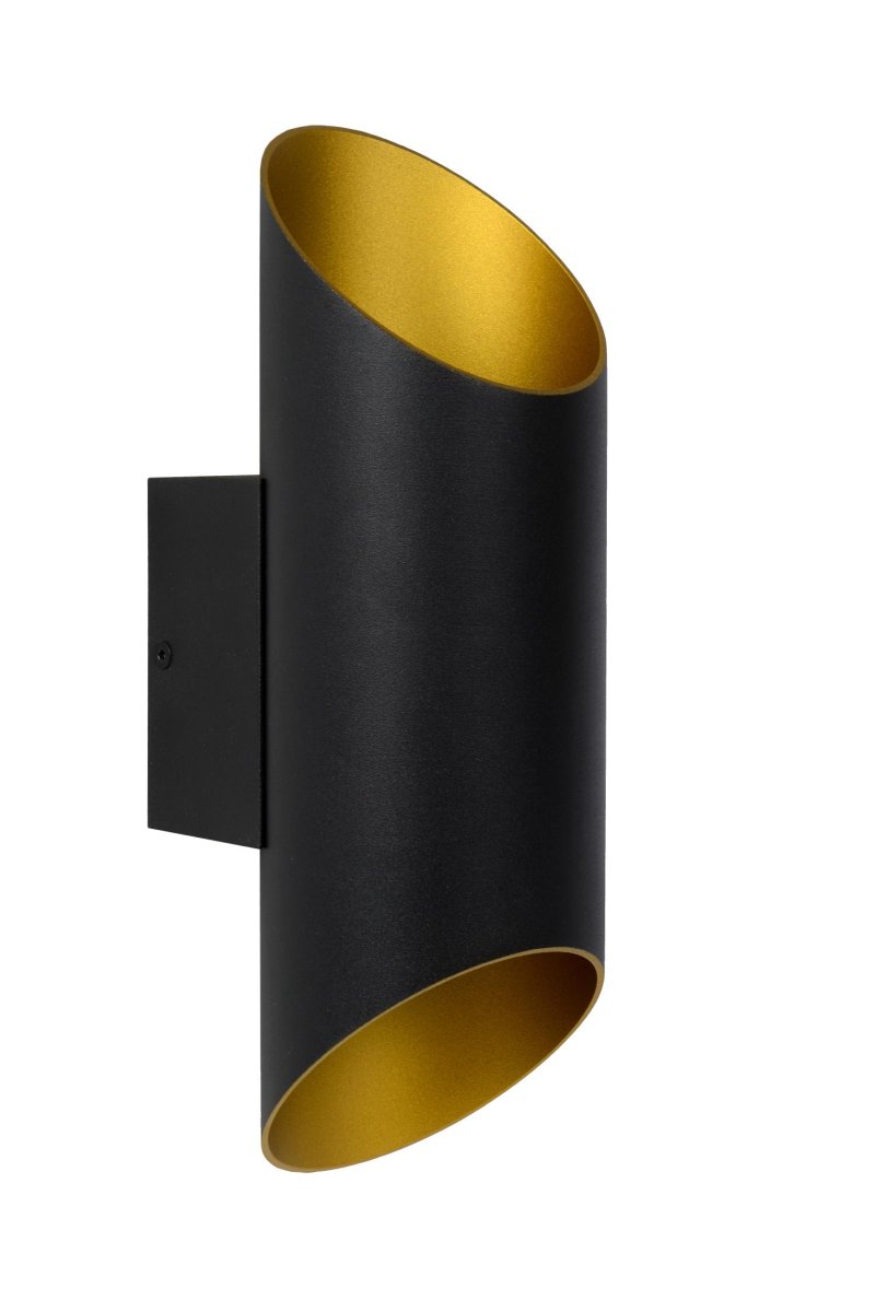 Quirijn 30cm Svart vegglampe Fra Lucide - Denne enkle, men elegante vegglampen fordyper ethvert rom i en varm glød takket være dens sylindriske form som er skråstilt i bunnen.