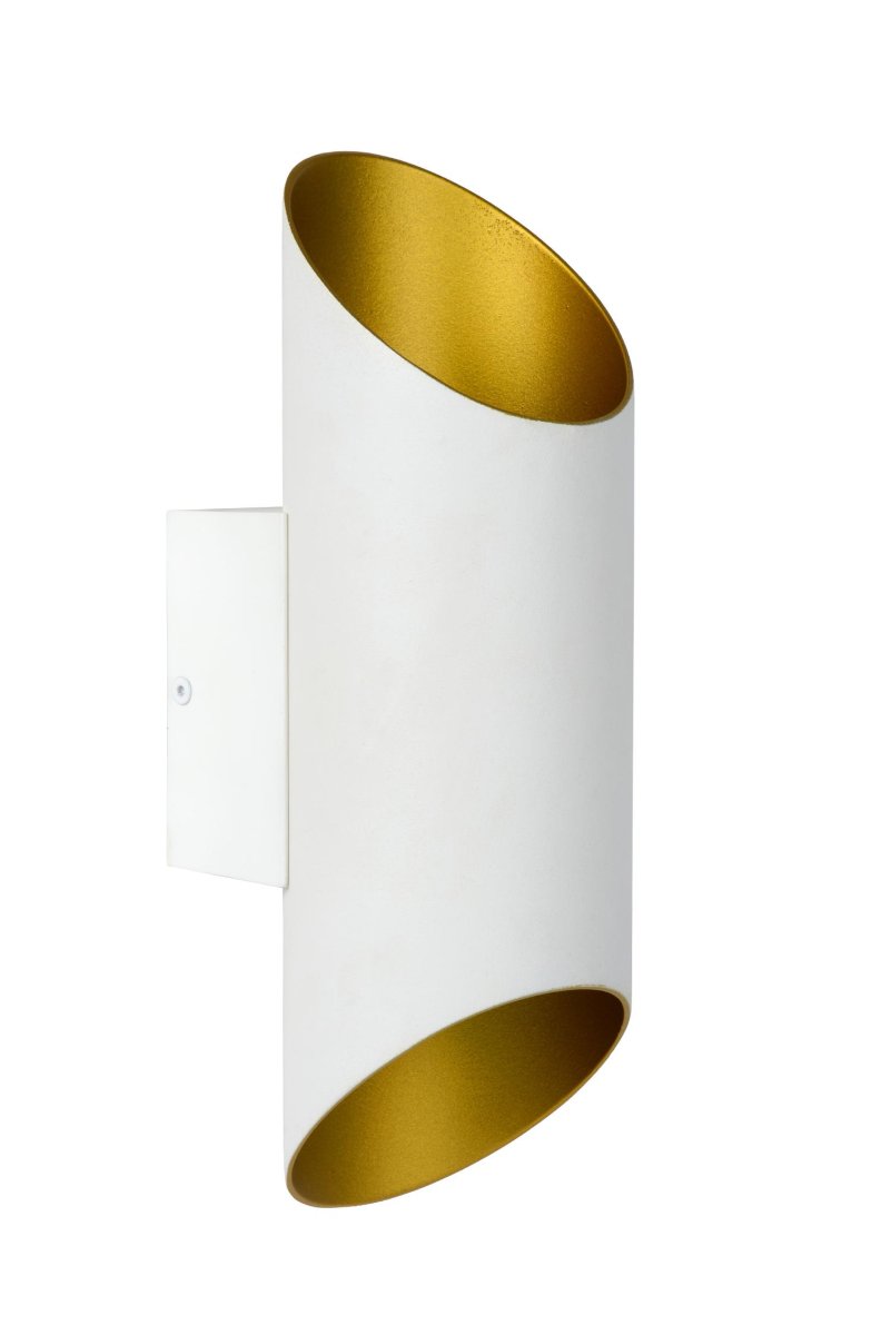 Quirijn 30cm Hvit vegglampe Fra Lucide - Denne enkle, men elegante vegglampen fordyper ethvert rom i en varm glød takket være dens sylindriske form som er skråstilt i bunnen.