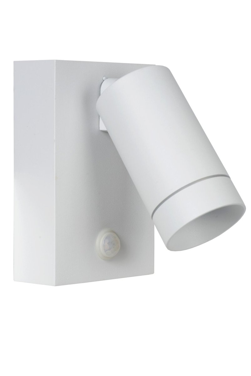 Taylor Hvit utendørslampe Fra Lucide - Unike produktegenskaper:Passer for bruk med LED-lyskildeDenne lampen er roterbar og vippbarMed bevegelsessensor og dag/nattsensorAluminum er ikke laget av høy kvalitet.
