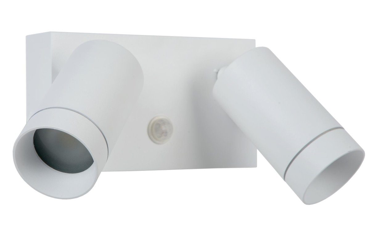 Taylor Hvit utendørslampe Fra Lucide - Unike produktegenskaper:Passer for bruk med LED-lyskildeDenne lampen er roterbar og vippbarMed bevegelsessensor og dag/nattsensorAluminum er ikke laget av høy kvalitet.