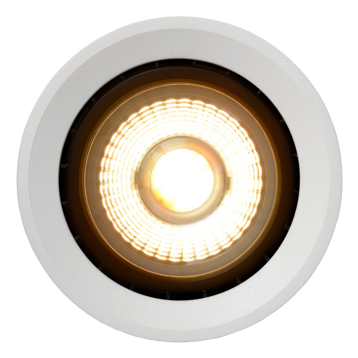 Fedler Hvit spotlight Fra Lucide - Takspotten Fedler er kompakt, geometrisk perfekt og har et moderne design med en diameter p&aring; knapt 12 centimeter.