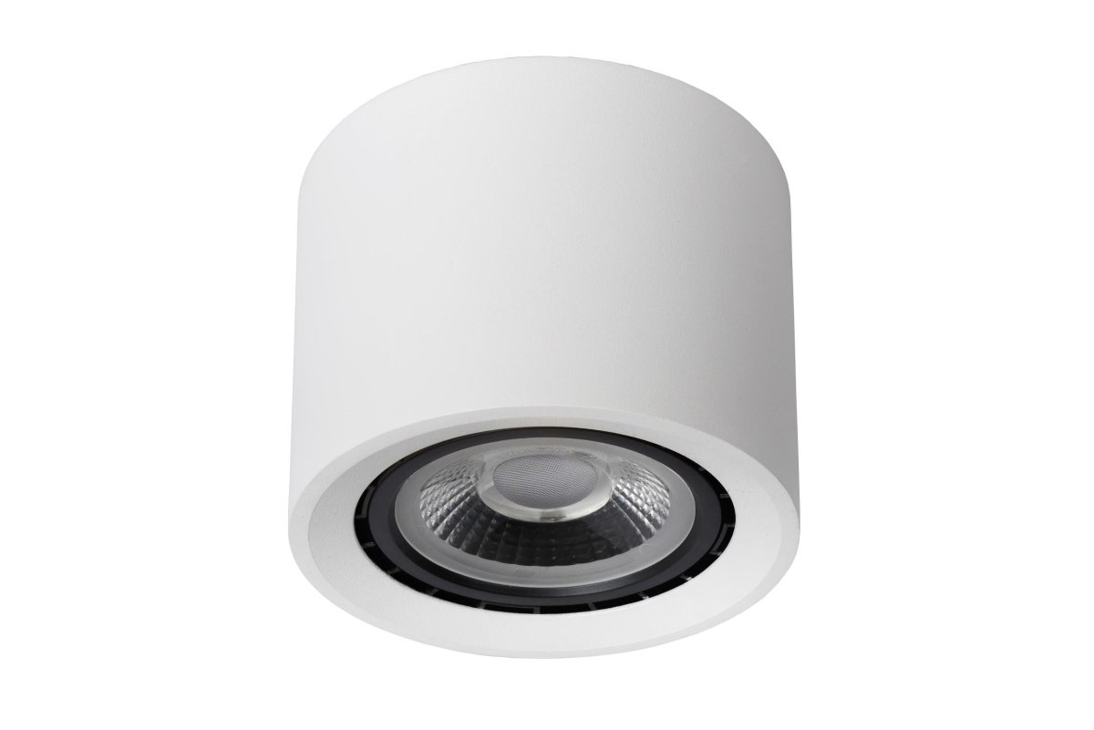 Fedler Hvit spotlight Fra Lucide - Takspotten Fedler er kompakt, geometrisk perfekt og har et moderne design med en diameter p&aring; knapt 12 centimeter.