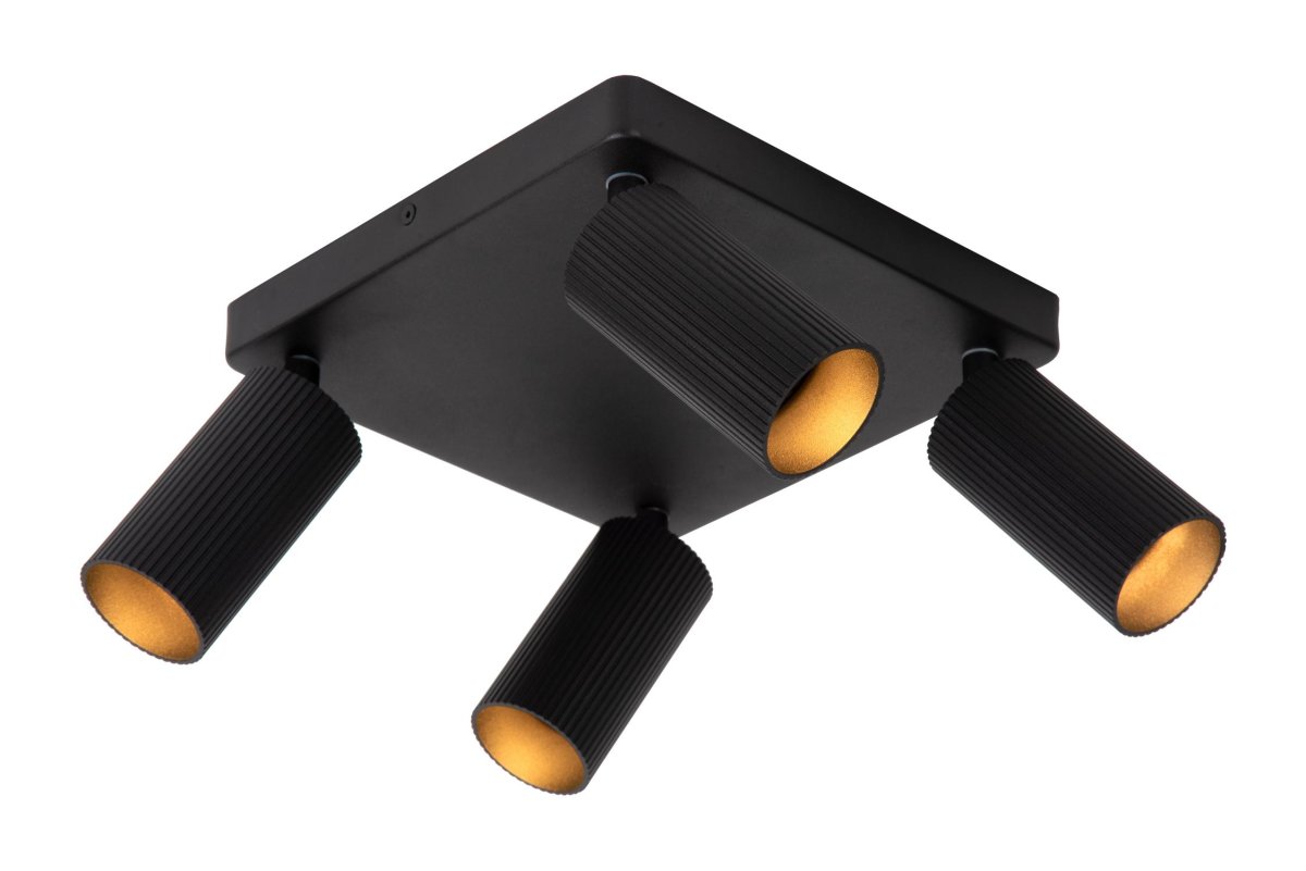 Clubs 4 Svart spotlight Fra Lucide - Ved å koble lampen til en dimmer kan du enkelt kontrollere stemningen i rommet &ndash; sterkt lys for en produktiv start på dagen eller en myk glød for en avslappende kveld.