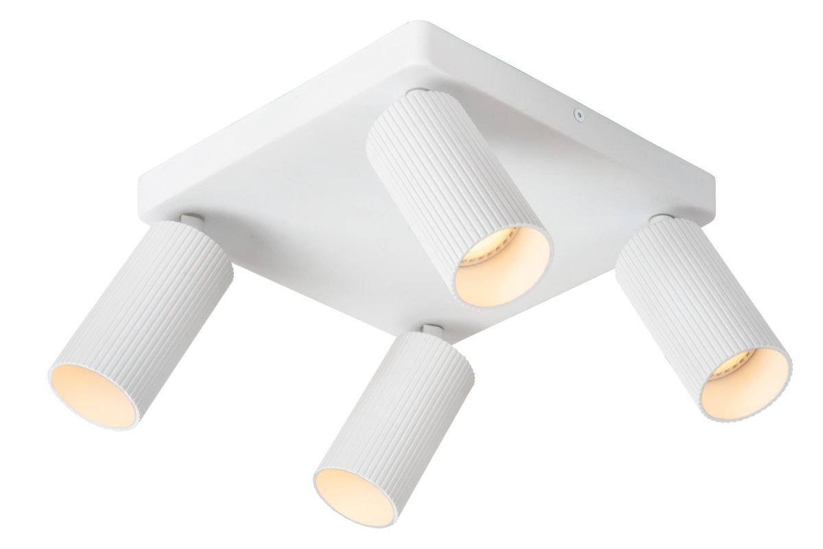 Clubs 4 Hvit spotlight Fra Lucide - Ved å koble lampen til en dimmer kan du enkelt kontrollere stemningen i rommet &ndash; sterkt lys for en produktiv start på dagen eller en myk glød for en avslappende kveld.