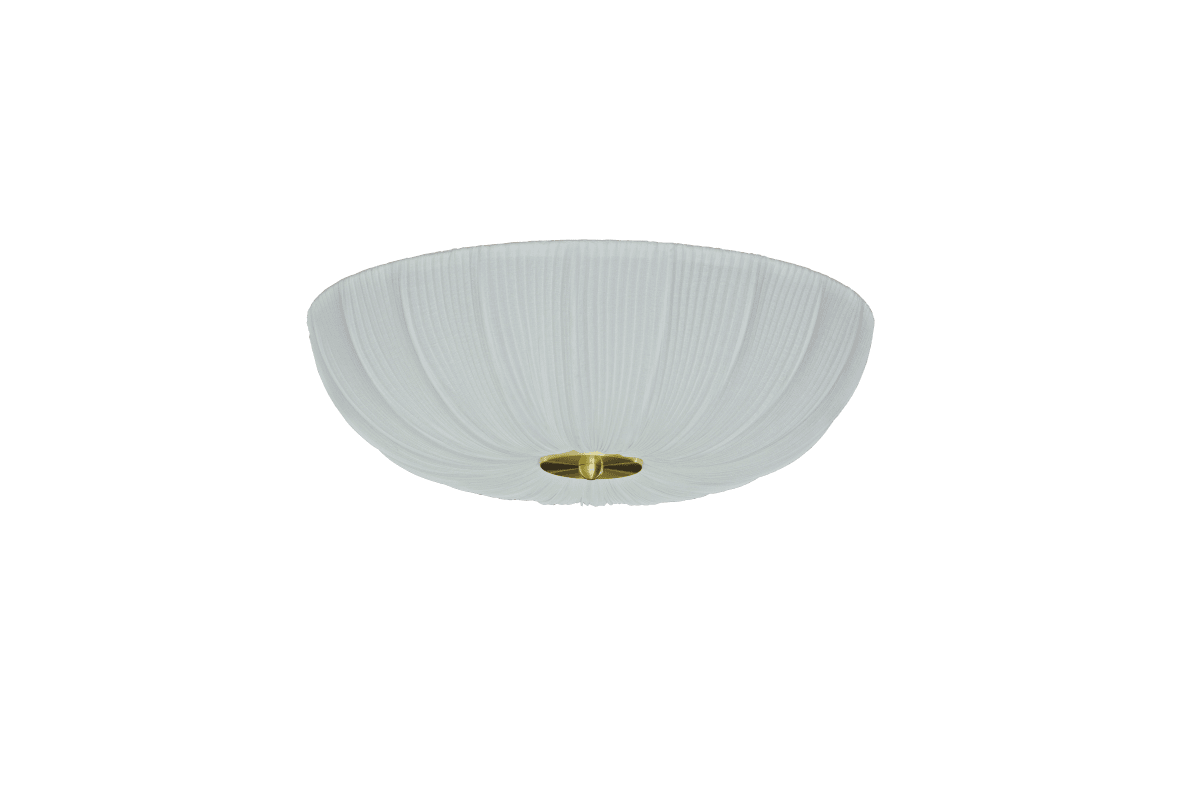 Lady Ø45 Hvit plafond Fra Aneta Lighting - N&aring;r lampen er p&aring;, sprer et mykt og behagelig lys seg gjennom stoffet og skaper en varm atmosf&aelig;re i rommet.