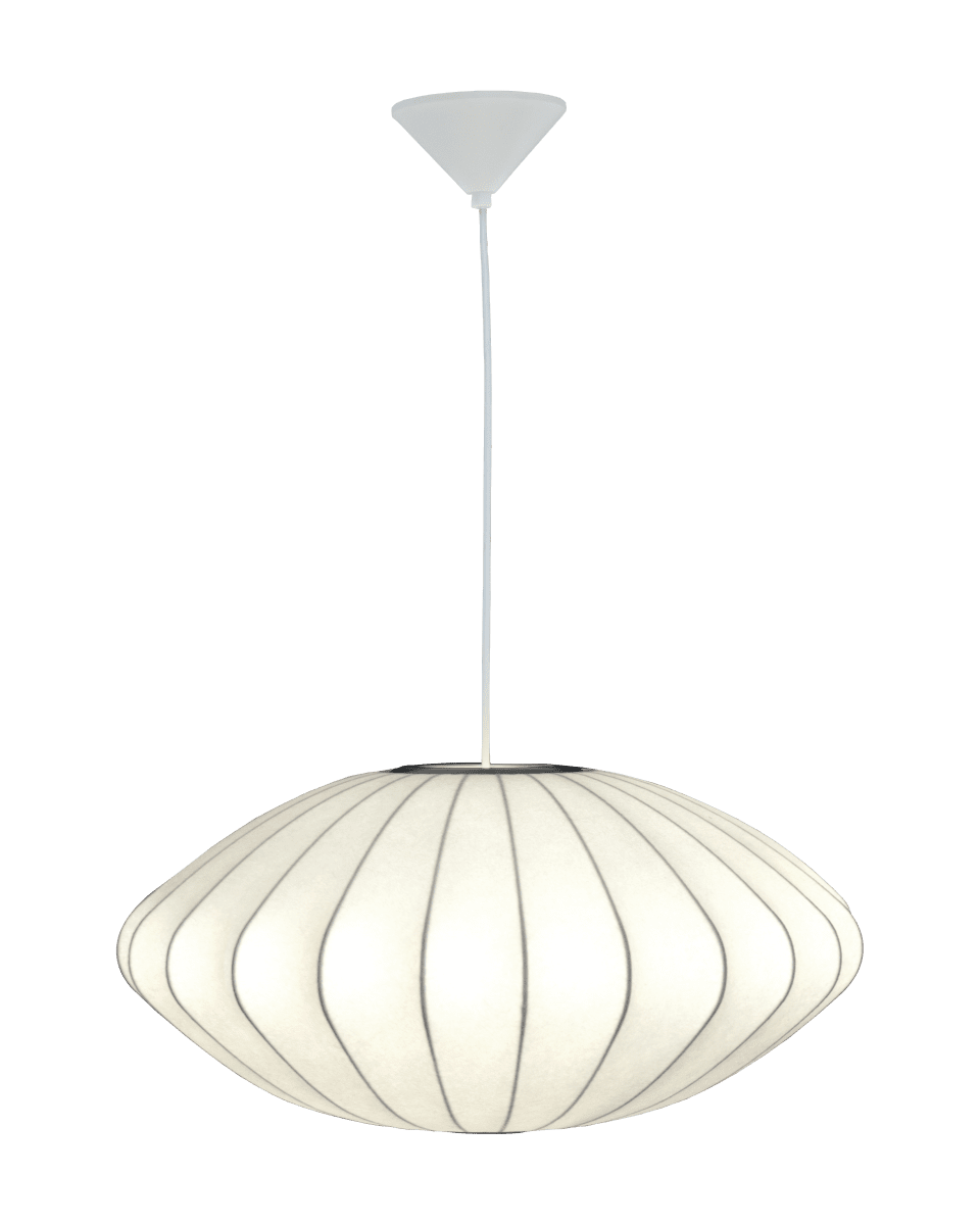 Josefine Ø65 Hvit Taklampe Fra Aneta Lighting - Den gener&oslash;se skjermen er laget av kunstig silke, noe som gir lampen en vakker tekstur og et mykt lys n&aring;r den er tent.