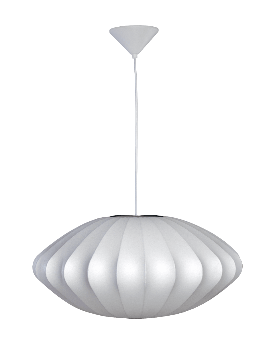 Josefine Ø65 Hvit Taklampe Fra Aneta Lighting - Den gener&oslash;se skjermen er laget av kunstig silke, noe som gir lampen en vakker tekstur og et mykt lys n&aring;r den er tent.