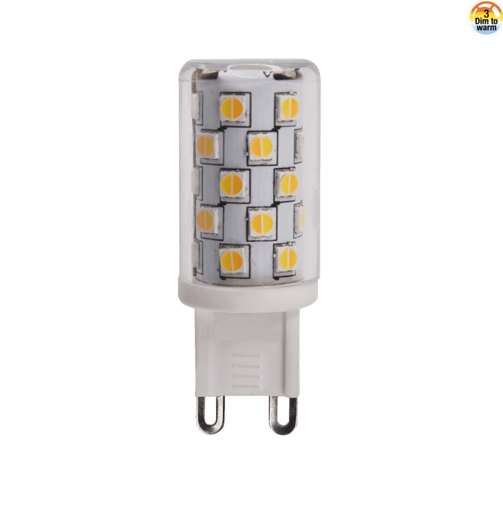 LED G9 4W 3-trinns Dim to Warm Fra Unison - LED G9 4W 3-trinns dimmes for &aring; varme minne som kan dimmesDen nye revolusjonerende G9 som med enkle trykk p&aring;&aring; Str&oslash;mbryteren/dimmeren endrer fargetemperaturen fra 3000K, 2500K og 2200K.
