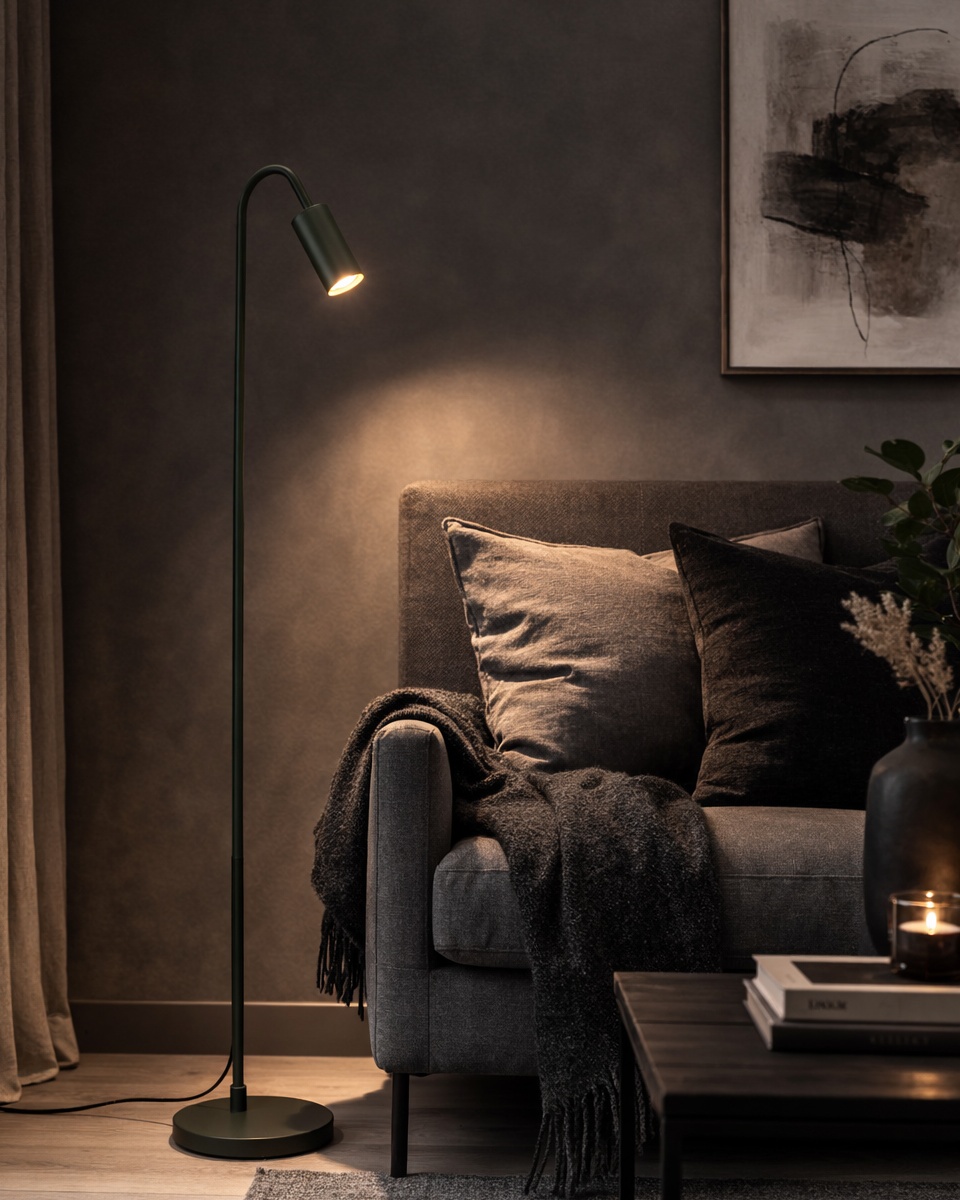 Curve Mørkegrønn gulvlampe Fra By Rydéns - Curve gulvlampe er en stilig og nett lampe i metall med en matt m&oslash;rkegr&oslash;nn finish.