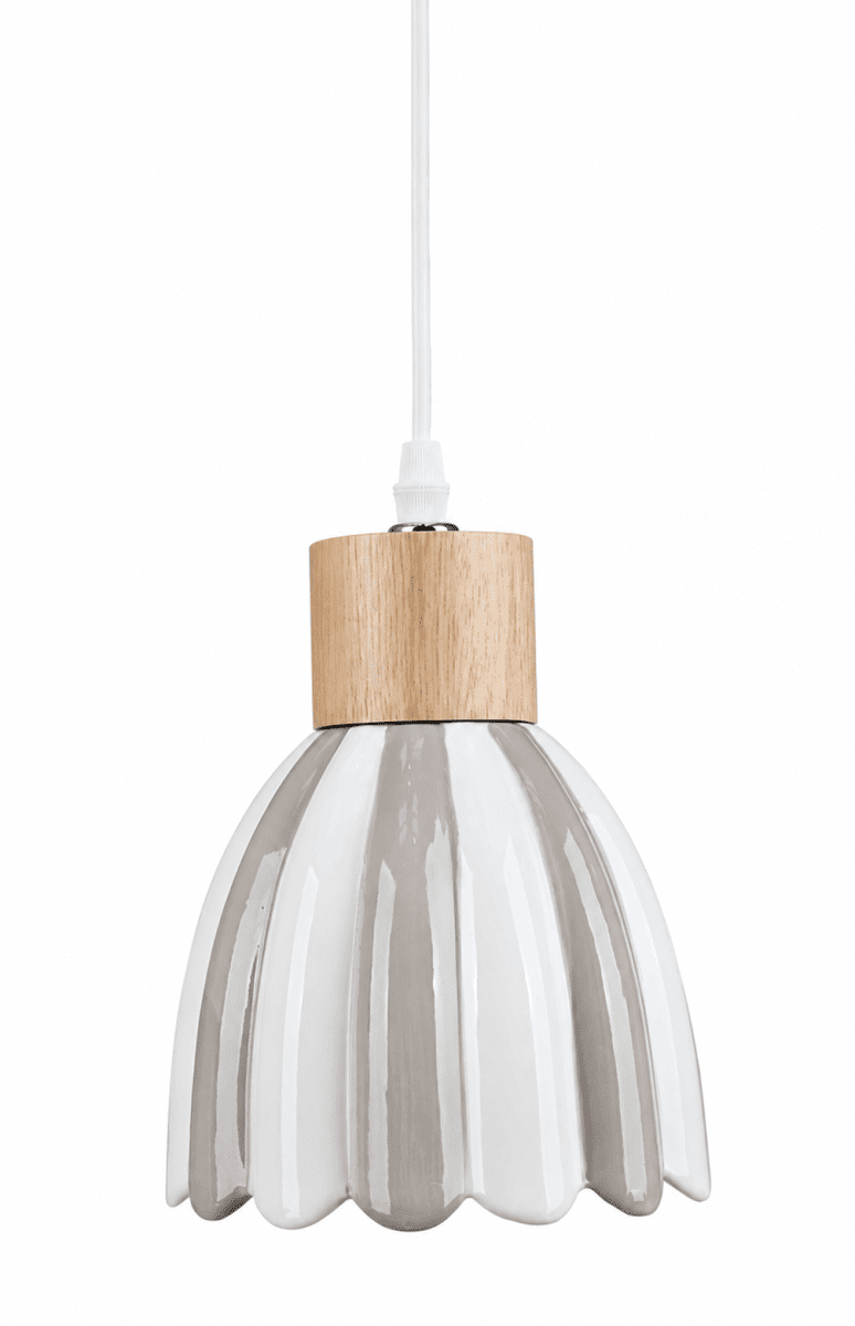 Poppy Ø15 Hvit/beige vinduslampe Fra Pixie Design - Den stripete skjermen i beige og hvitt gir lampen et varmt og harmonisk uttrykk som passer fint inn i mange forskjellige interi&oslash;rstiler.