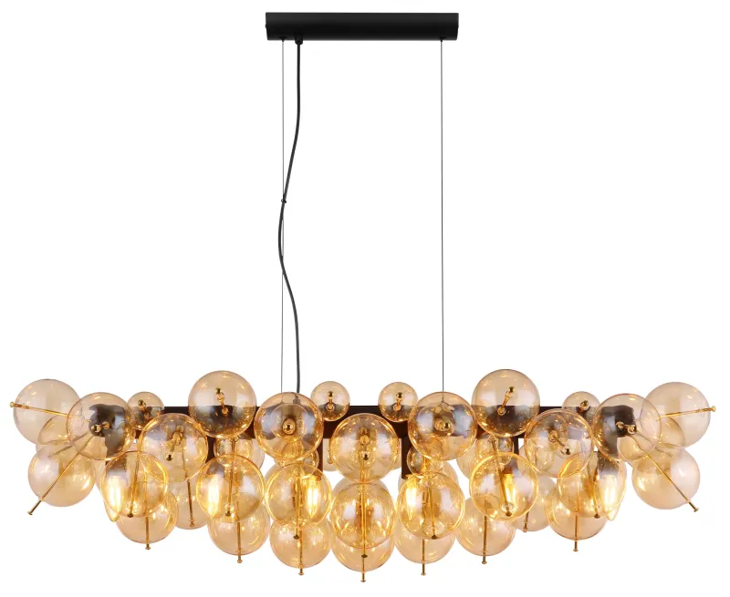 Udo 120cm Rav Taklampe Fra Globo Lighting - Den mattsvarta metallen ger lampan en sofistikerad och modern k&auml;nsla.