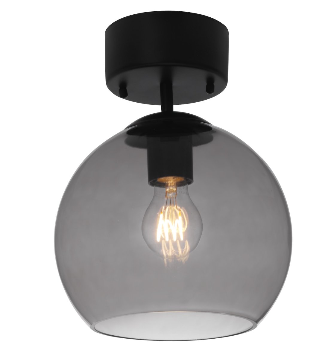 Salle Ø23 Røykfarget plafond Fra Cottex - Salle plafond i svart metall med en elegant røykfarget glasskuppel.