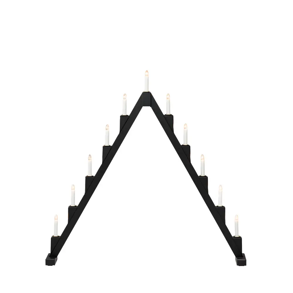 Candelabra 11 Lights Svart Fra Konstsmide - Sammenleggbar elektrisk lysestake med 11 lys, laget av svartmalt tr&aring;d, dekorert med messingringer rundt hvert lys for en elegant touch.