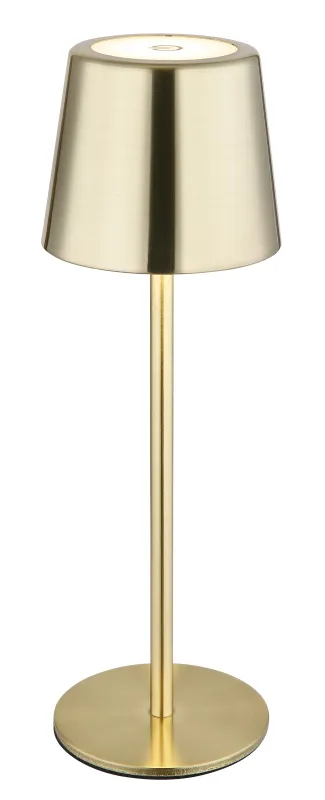 Vancouver 28cm Gull bærbar Fra Globo Lighting - Laget av matt gullfarget metall med en opal plastskjerm, gir den et stilig og sofistikert inntrykk.