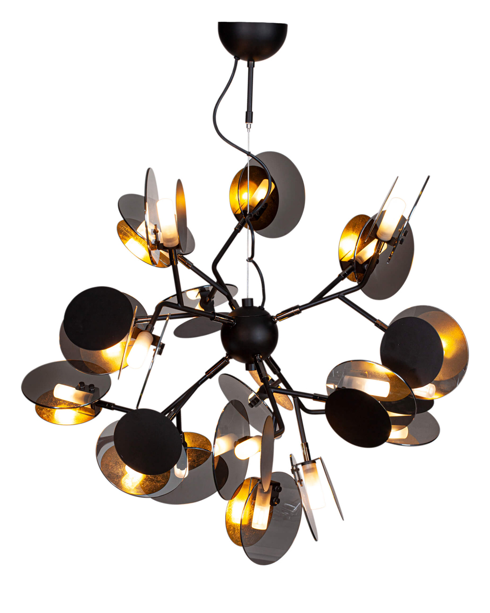 Turno Ø80 Svart Taklampe Fra By Rydéns - D&aring; Turno taklampe har ingen bakside, du kan velge om du vil at lyskildene, som er plassert i et rør av frostet glass, skal være i fokus eller om du foretrekker dem skjult og s&aring; så utstråle på sidene bak den gullfargede metallskiven.