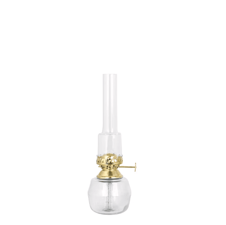 Kerosene Lamp Majken Small Gjennomsiktig Fra Strömshaga - Mindre parafinlampe i klart glass med brennere i klart glass og brennere i messing.