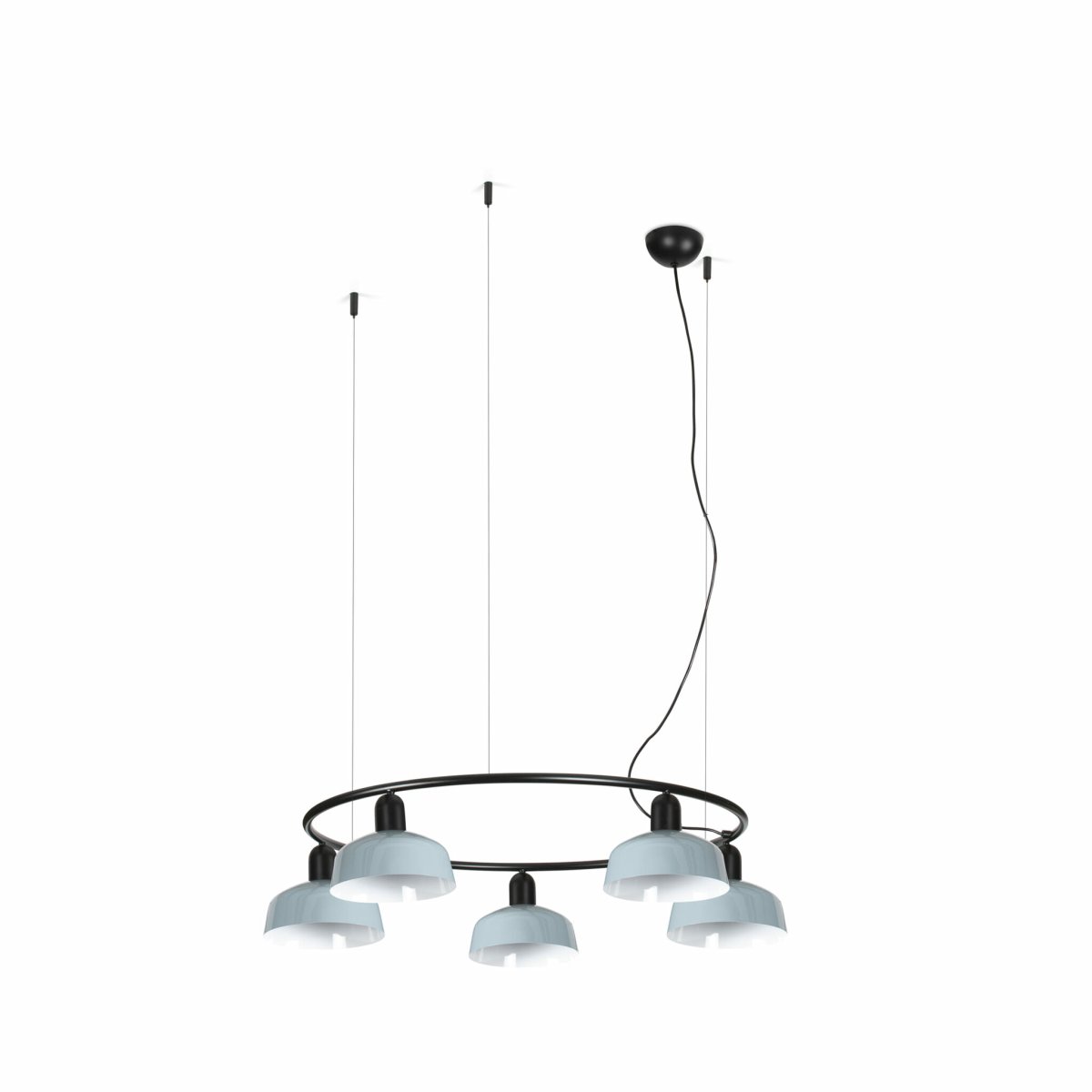 Tatawin Ø90 Gråblå Taklampe Fra Faro Barcelona - Med sin unike silhuett og arkitektoniske uttrykk blir Tatawin en stilig og karakteristisk belysning i b&aring;de private og offentlige milj&oslash;er.