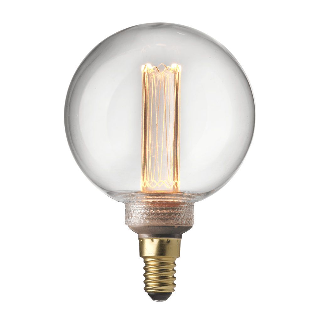 UNI-K E14 Globepære 80 2,3W 1800K Fra Unison - Store LED-filamenter som etterligner en karbon-glødelampe.