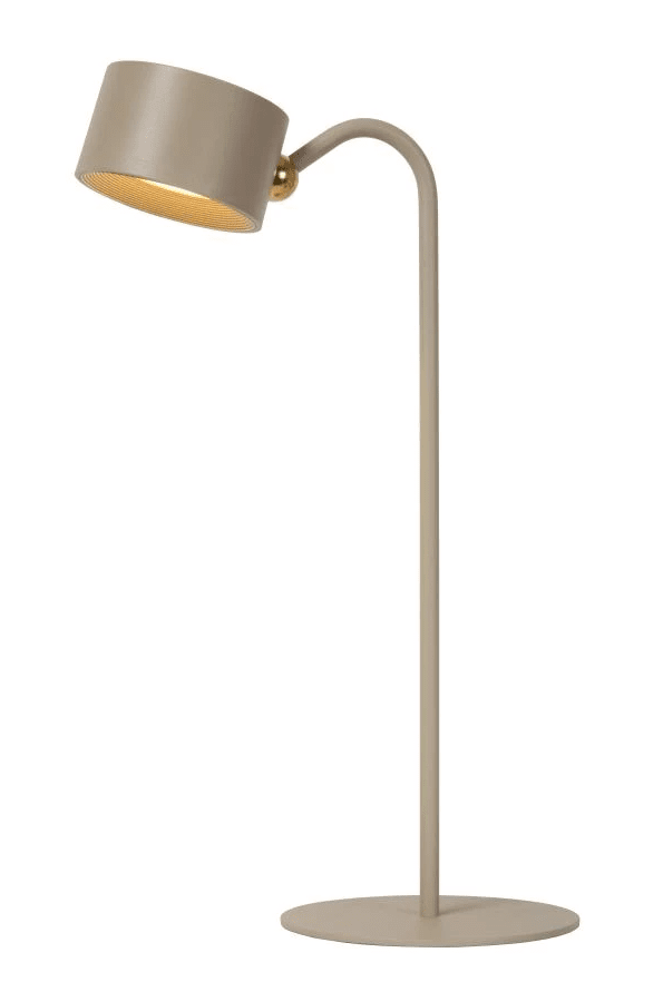 Jolan 36cm Taupe bærbar Fra Lucide - Lampehodet er avtagbart og kan derfor brukes p&aring;; lampefoten, veggplaten eller klemmen avhengig av hva du trenger av lys til gangen.