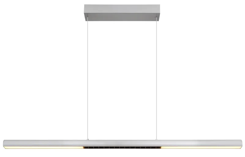 Cody 120cm Stål Taklampe Fra Globo Lighting - Lampan &auml;r tillverkad av borstat aluminium som ger ett elegant och tidl&ouml;st uttryck som smidigt sm&auml;lter in i olika inredningsstilar, perfekt f&ouml;r stora matbord eller k&ouml;ks&ouml;ar.