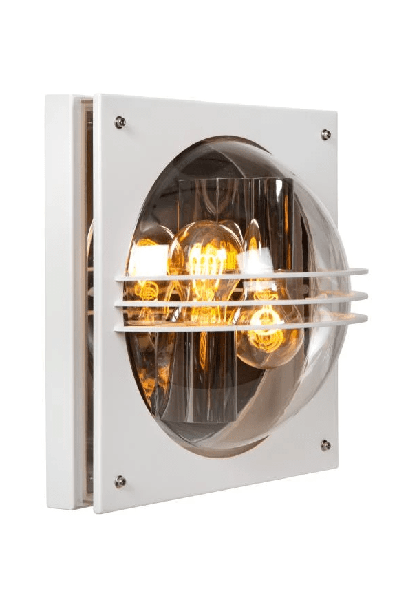 Privas Hvit utendørslampe Fra Lucide - Privas &auml;r en v&auml;gglampa med en snygg, rak st&aring;ldesign som verkligen sticker ut.