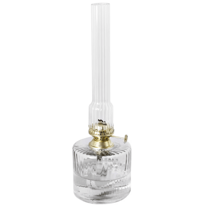 Kerosene lamp elvira big Gjennomsiktig Fra Strömshaga - Elegant parafinlampe i riflet glass og messingbrenner.