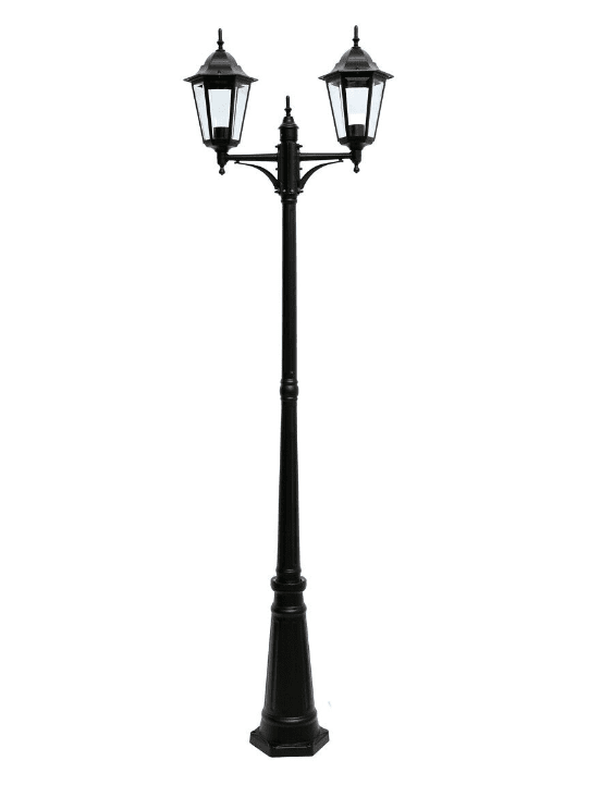 Kartano Twin 225cm Svart lyktestolpe Fra Airam - Det klassiske formspr&aring;ket og de fasetterte brillene er tidl&oslash;se og fremhever den klassiske f&oslash;lelsen.