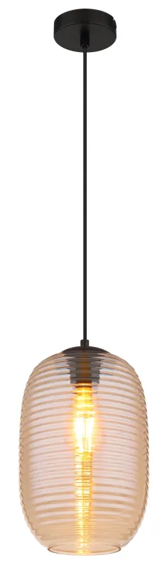 Jefrey Ø20 Rav Taklampe Fra Globo Lighting - Denna eleganta taklampa &auml;r utrustad med en rund glaskupa i varm b&auml;rnstensf&auml;rg.