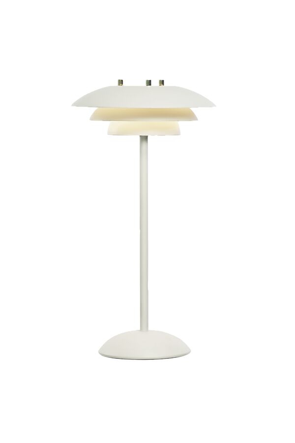 Epsilon 37cm Hvit bærbar Fra Aneta Lighting - Epsilon er en elegant, b&aelig;rbar bordlampe for innend&oslash;rs bruk med et tidl&oslash;st design og en ber&oslash;ringsdimmer som er diskret plassert p&aring; sokkelen.