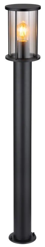 Gracey 100cm Svart pullerter Fra Globo Lighting - Gracey &auml;r en pollare i stilren design, tillverkad av mattsvart rostfritt st&aring;l och har en r&ouml;kf&auml;rgad glassk&auml;rm.