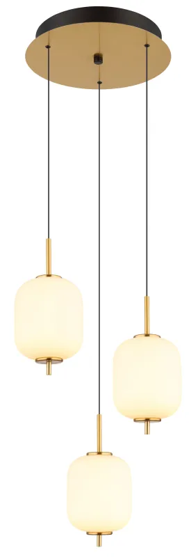 Ewald Ø38 Messing Taklampe Fra Globo Lighting - &nbsp;Lampan &auml;r tillverkad av en exklusiv kombination av m&auml;ssing, mattsvart metall och opalglas, vilket ger en sofistikerad och harmonisk k&auml;nsla.