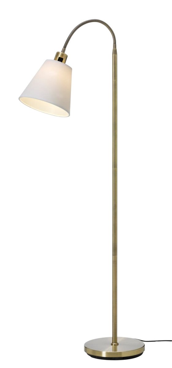 Solo Antikk messing gulvlampe Fra Cottex - Solo gulvlampe i antikk messing kommer med en hvit og svart tekstilskjerm for personlig stil.